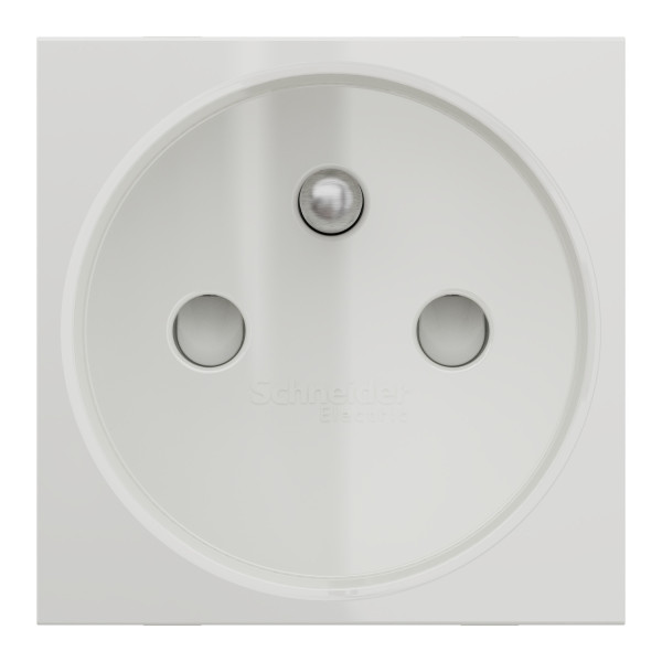 Prise Blanche 2 P+T Standard Française 90° Unica Schneider – Raccord Rapide Traversant – Mécanisme Seul
