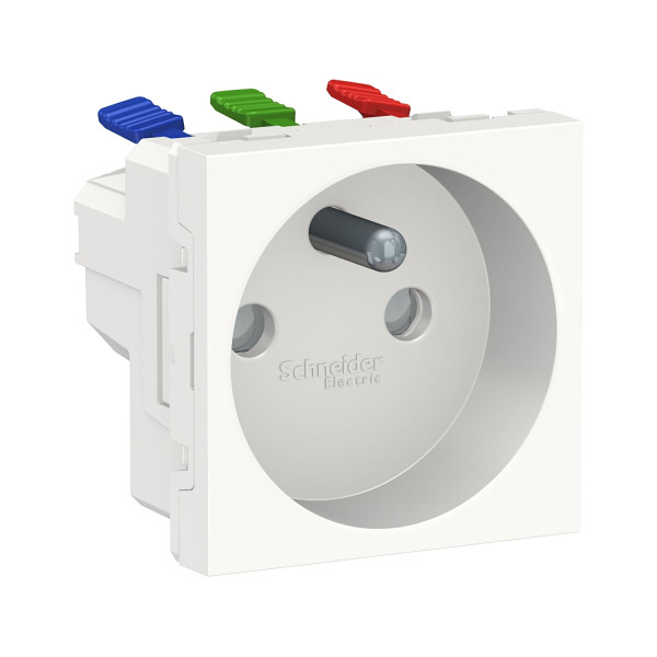Schneider unica2 - prise 2p+t - fr - 90° - goulotte - connex rapid - blanc anti - méca seul
