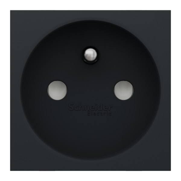 Prise Anthracite 2 P+T Standard Française 90° Unica Schneider – Raccord Rapide Traversant – Mécanisme Seul
