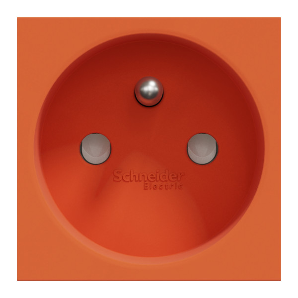 Schneider unica2 - prise 2p+t - fr - 90° - raccord rapide traversant - orange - méca seul