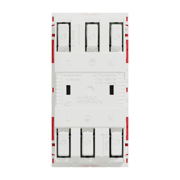 Schneider unica2 - prise double lumineuse 2p+t - fr - 45° - détrompage - rouge - méca seul