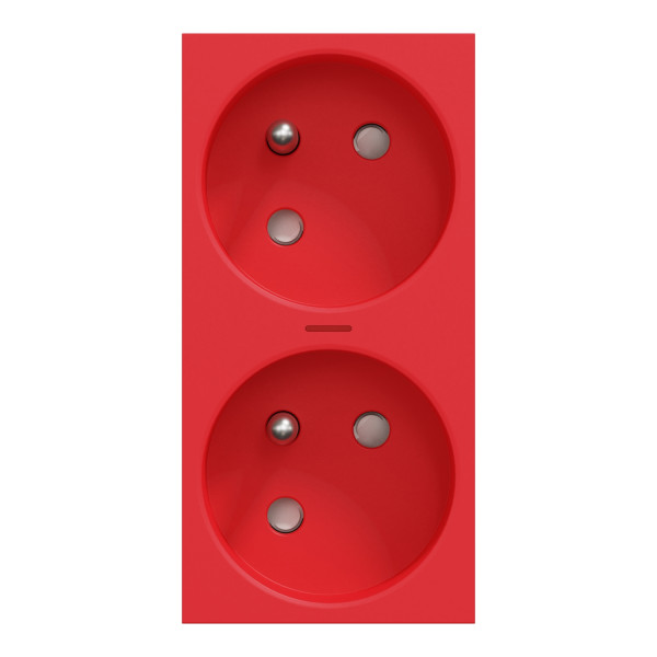 Schneider unica2 - prise double lum 2p+t - fr - 45° - connexion rapide - rouge - méca seul