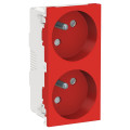 Prise Double 2P+T Rouge Français 45° Unica Schneider – Goulotte – Connexion Rapide – Mécanisme Seul