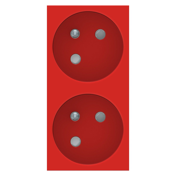 Prise Double 2P+T Rouge Français 45° Unica Schneider – Goulotte – Connexion Rapide – Mécanisme Seul