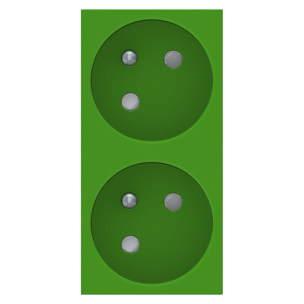 Schneider unica2 - prise double 2p+t - fr - 45° - connexion rapide - vert - méca seul