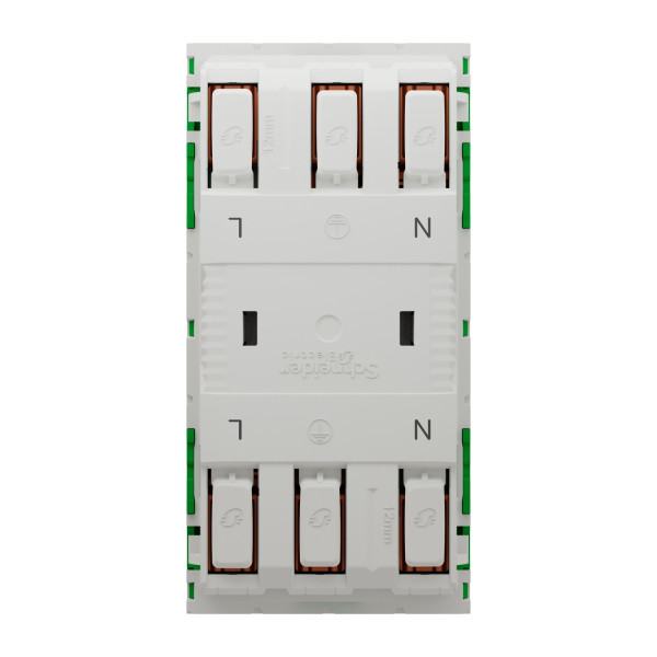 Schneider unica2 - prise double 2p+t - fr - 45° - connexion rapide - vert - méca seul