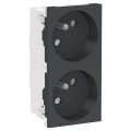 Schneider unica2 - prise double 2p+t - fr - 45° - connexion rapide - anthracite - méca seul