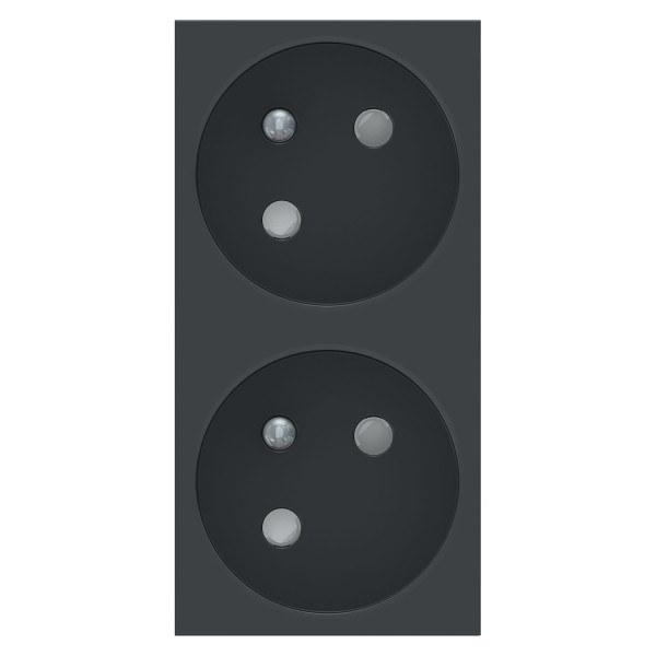 Schneider unica2 - prise double 2p+t - fr - 45° - connexion rapide - anthracite - méca seul
