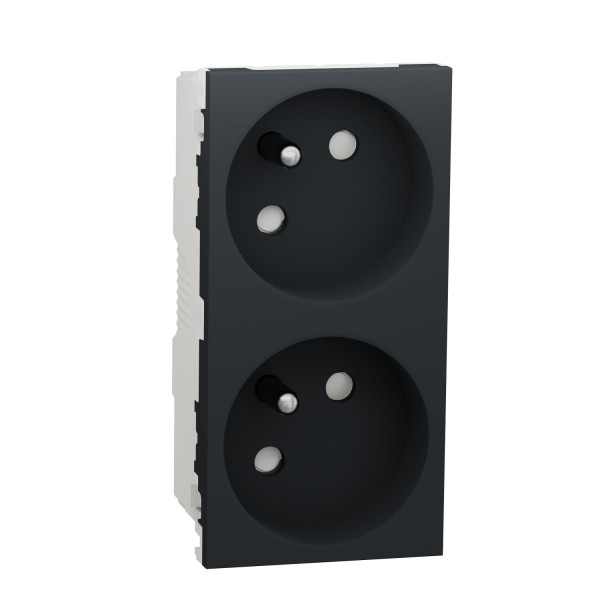 Schneider unica2 - prise double 2p+t - fr - 45° - connexion rapide - anthracite - méca seul