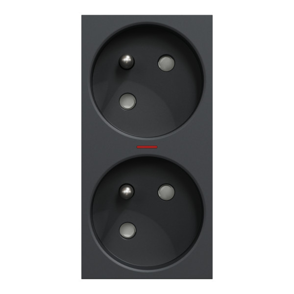 Schneider unica2 - prise double lum 2p+t - fr - 45° - connex rapide - anthracit - méca seul