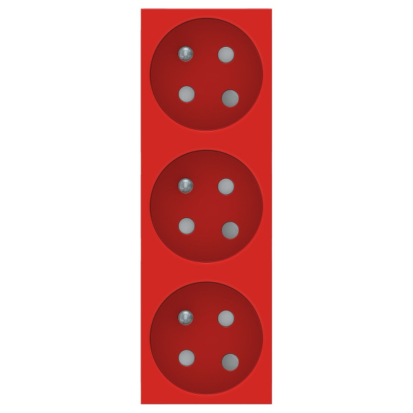 Schneider unica2 - prise triple 2p+t - fr - 45° - détrompage mécanique - rouge - méca seul