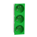 Schneider unica2 - prise triple 2p+t - fr - 45° - vert - méca seul