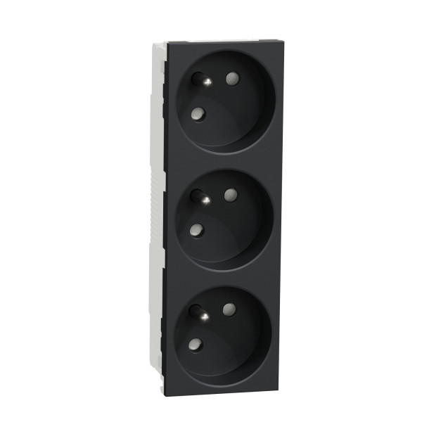 Schneider unica2 - prise triple 2p+t - fr - 45° - anthracite - méca seul