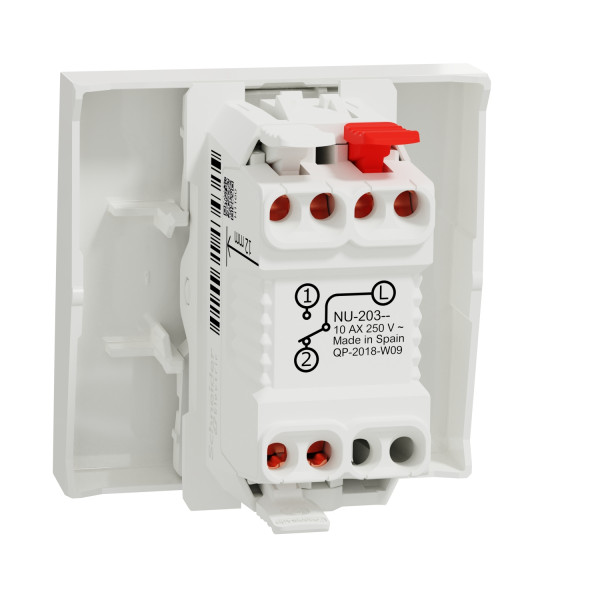 Va-et-vient blanc 10A connexion rapide 2 modules - Blanc Antibactérien - Méca seul - Schneider Unica2