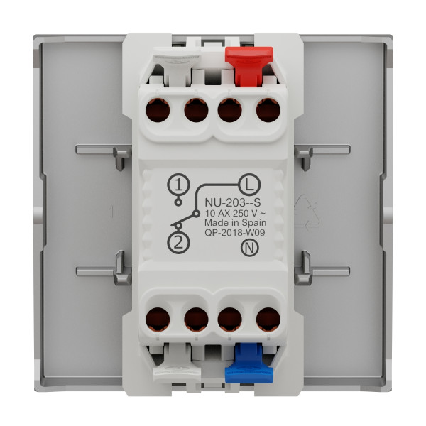 Va-et-Vient Aluminium avec Témoin Lumineux 10 A Unica Schneider – Connexion Rapide – 2 Modules – Mécanisme Seul