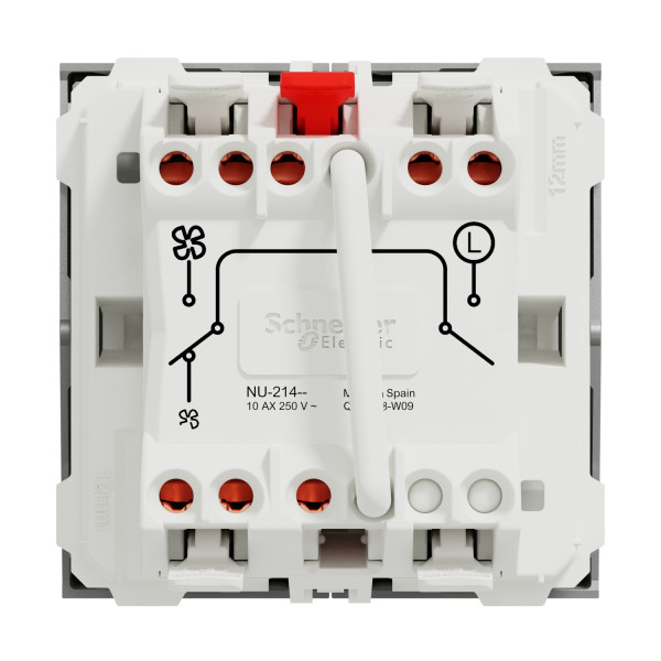 Schneider unica2 - commande vmc - on/off + 2 vitesses - 10a - 2 mod - alu - mécanisme seul