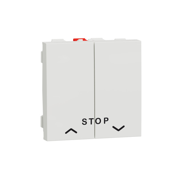Schneider unica2 - cde volet-roulant - double poussoir + stop - 2 mod - blanc - méca seul