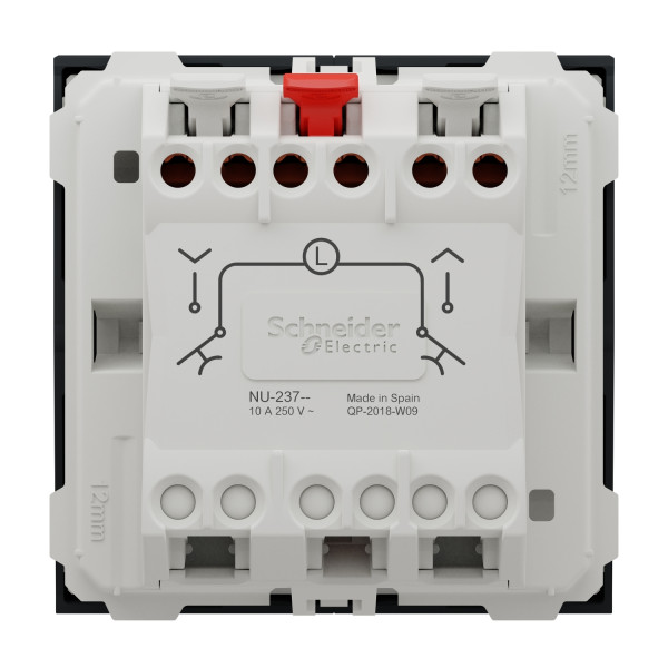 Schneider unica2 - cde volet-roulant - double poussoir + stop - 2 mod - anthra - méca seul