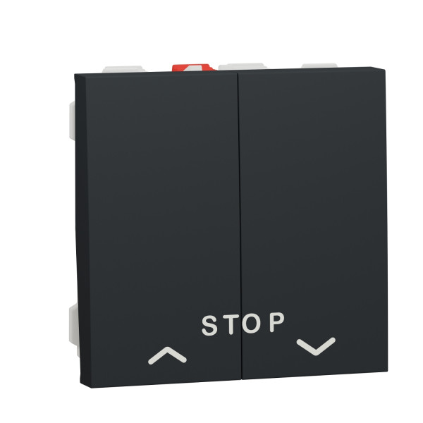 Schneider unica2 - cde volet-roulant - double poussoir + stop - 2 mod - anthra - méca seul