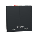 Schneider unica2 - cde volet-roulant - double poussoir + stop - 2 mod - anthra - méca seul