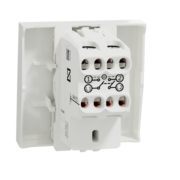 Schneider unica2 - interrupteur bipolaire lumineux (indication) - 2 mod - blanc - méca seul