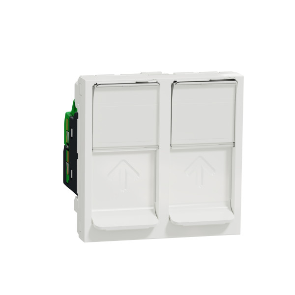 Prise Double RJ45 Blanche 2 Modules Cat 6 STP Unica Schneider Electric - Mécanisme Seul