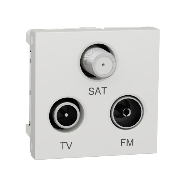 Schneider unica2 - prise tv + fm + sat - 2 mod - blanc antimicrobien - méca seul