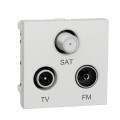 Schneider unica2 - prise tv + fm + sat - 2 mod - blanc antimicrobien - méca seul