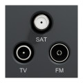 Schneider unica2 - prise tv + fm + sat - 2 mod - anthracite - méca seul