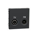 Schneider unica2 - prise tv + fm - individuel - 2 mod - anthracite - méca seul