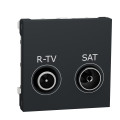 Schneider unica2 - prise r-tv + sat - individuel - 2 mod - anthracite - méca seul