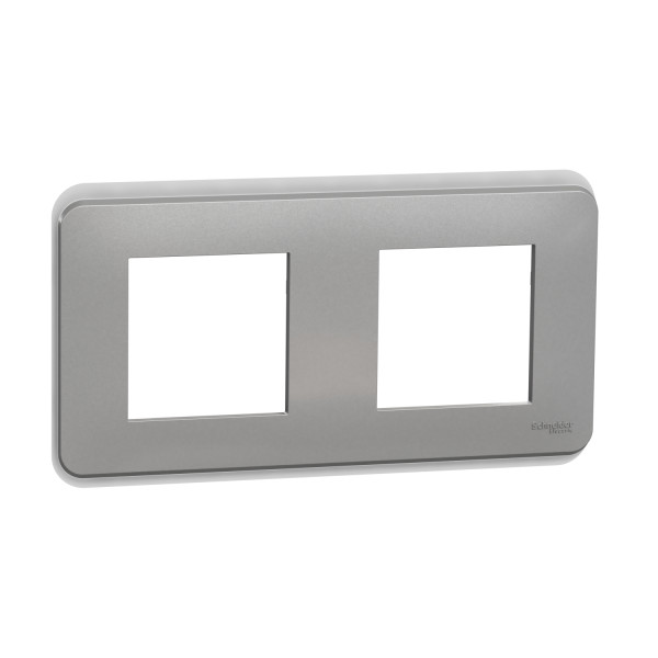 Schneider unica2 pro - plaque de finition - alu - 2 postes