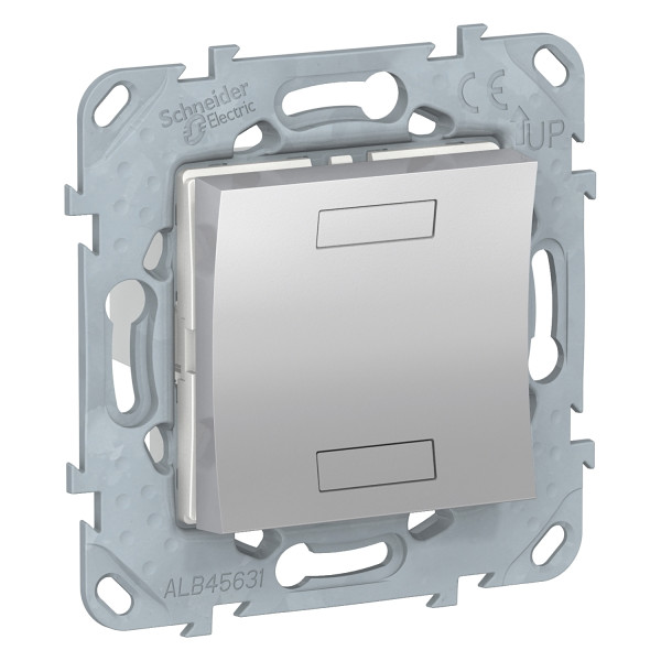 Unica knx - bouton-poussoir 2 boutons + led - avec support - alu