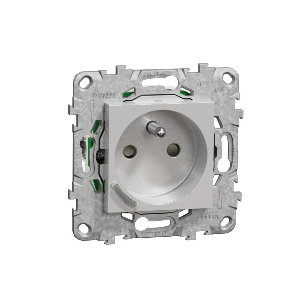 Wiser unica - prise 2p+t connectée - 16a  - zigbee - aluminium
