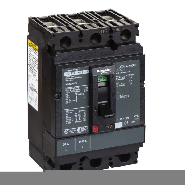 Powerpact H - Disjoncteur 150a - Avec Bornes - 35ka - Tmd - 70a - 3p 3d