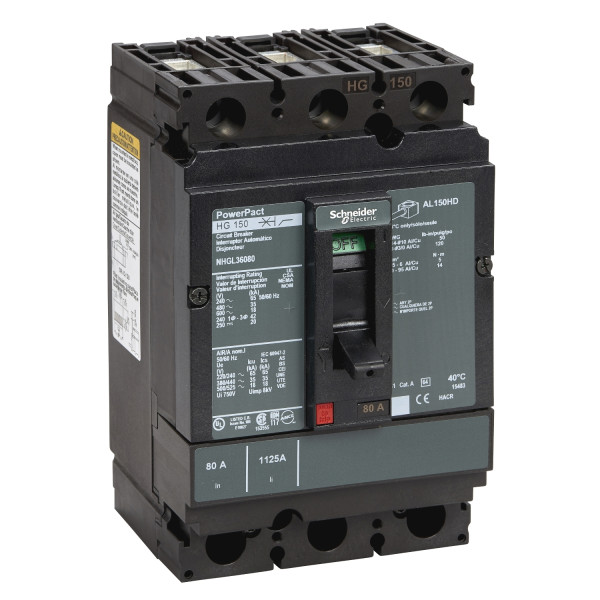 Powerpact H - Disjoncteur 150a - Avec Bornes - 35ka - Tmd - 80a - 3p 3d