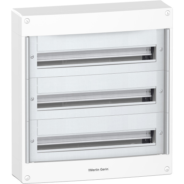 Coffret de répartition Pragma Schneider Electric - 3 rangées - 72 modules - en saillie - blanc - 160A - IP30 - IK08