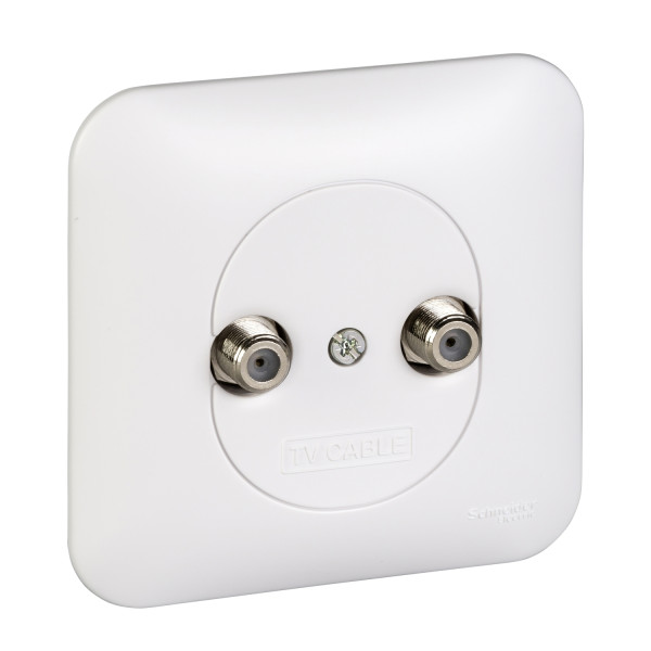 Schneider Ovalis prise multi services pour réseaux câblés avec plaque - Schneider Electric - S260457