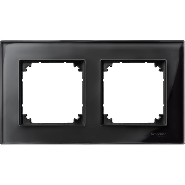 M-Plan Verre Noir, plaque de finition 2 postes horiz. ou vert. entraxe 71 mm