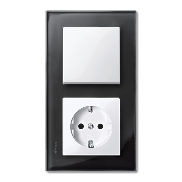 M-Plan Verre Noir, plaque de finition 2 postes horiz. ou vert. entraxe 71 mm