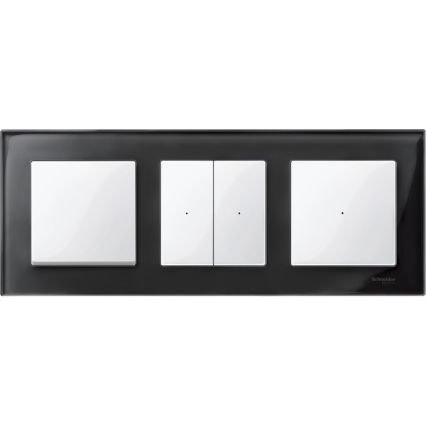 M-Plan Verre Noir, plaque de finition 3 postes horiz. ou vert. entraxe 71 mm