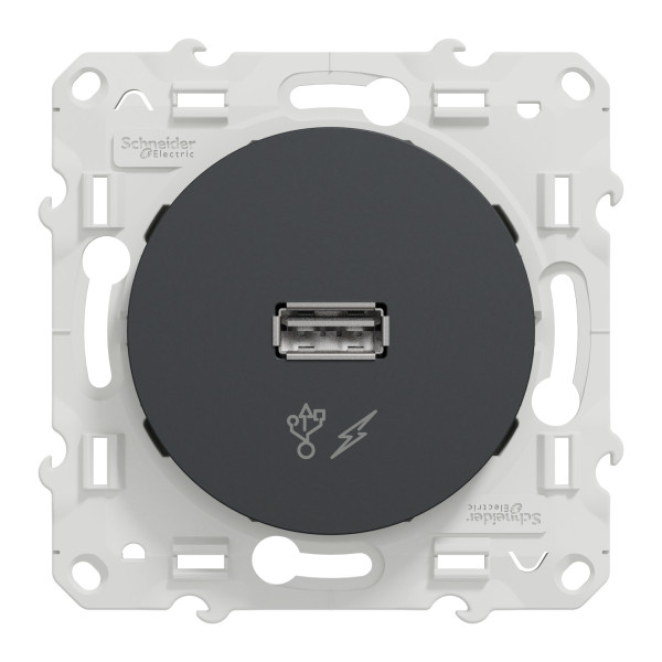 Prise chargeur USB anthracite Schneider Odace sortie 5V 1A
