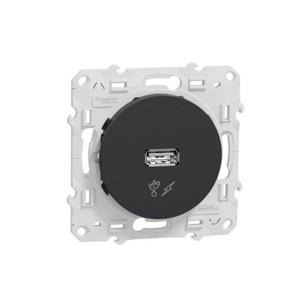 Prise chargeur USB anthracite Schneider Odace sortie 5V 1A