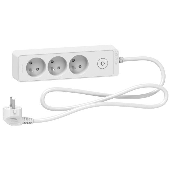 Odace - rallonge multiprises 3 prises 2p+t - blanche - 1,5m