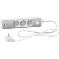 Odace - rallonge multiprises 3 prises 2p+t - blanche/aluminium - 2usb - 1,5m