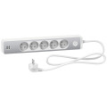 Odace - rallonge multiprises 5 prises 2p+t - blanche/aluminium - 2usb - 1,5m