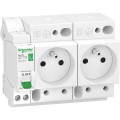 Combiné de 2 Prises de Courant avec Disjoncteur  1 P+ N 16 A Courbe C Resi9 XE Schneider Electric- Embrochable