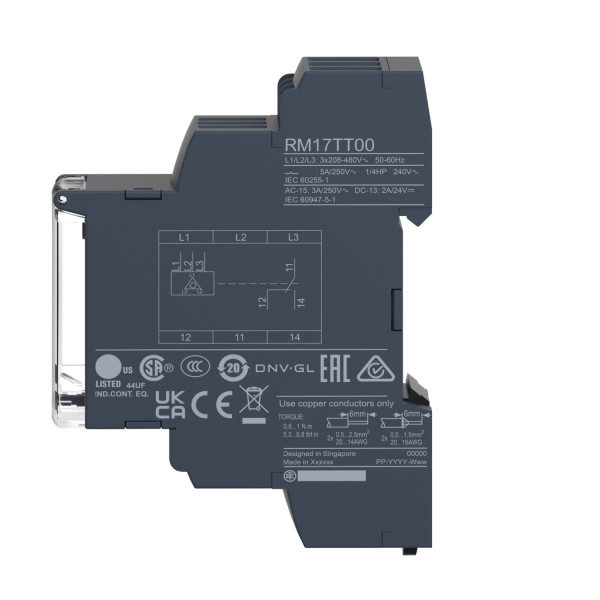Zelio control, relais ordre et absence de phase, 208..480VAC