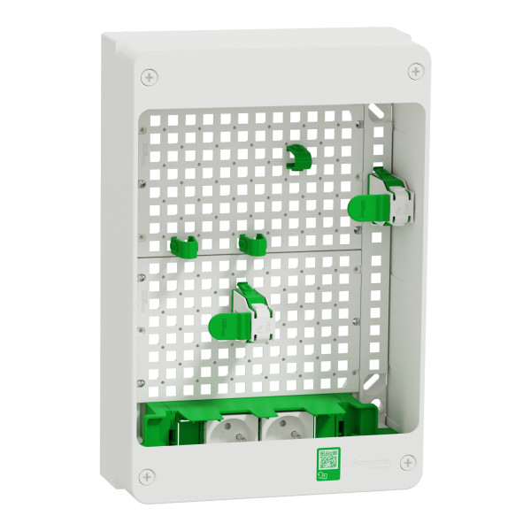 Tableau de communication VDI box Schneider Resi9 13 modules 2 rangées support box opérateur 2 prises