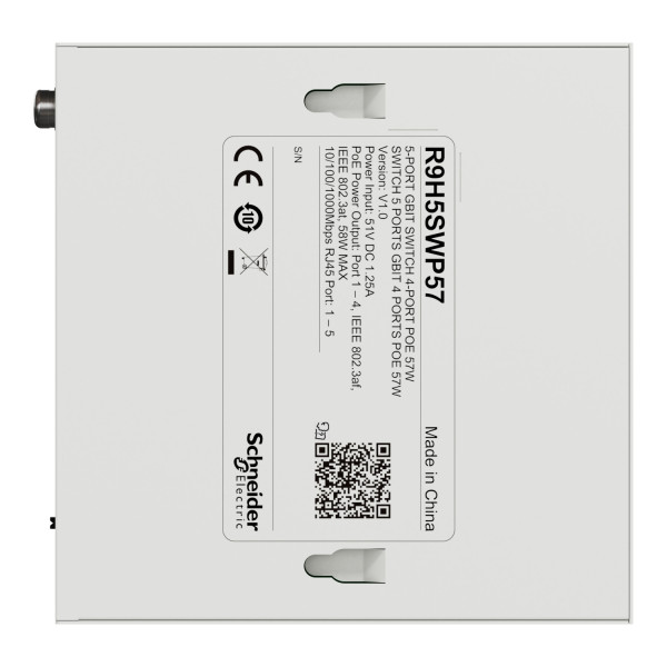 Switch ethernet Schneider Resi9 5 ports 4 ports 1Gbit poe 30W max budget total 57W